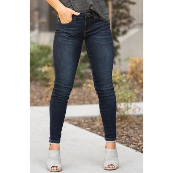Judy Blue Denim - #1286 Judy Blue Dark Wash Mid Rise Skinny Jeans Size 5/27